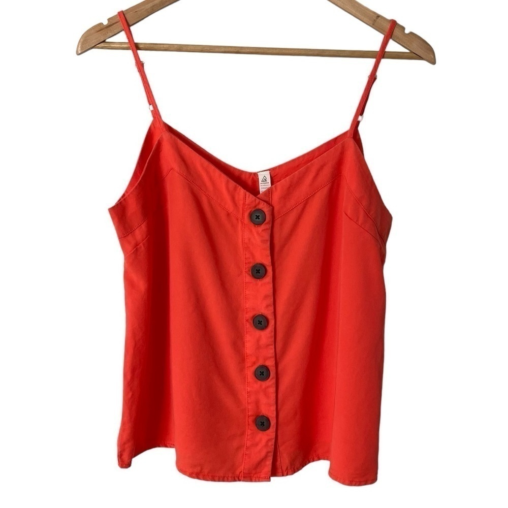 Ripzone Button Front Tank Womens M Orange V-Neck Short Cropped Top Summer Shirt